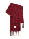 Patou Monogram Fringed Scarf In Red