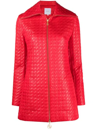 Patou Monogram-quilted Zip-up Jacket In Red