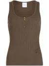 Patou Brown Scoop-neck Ribbed Tank Top