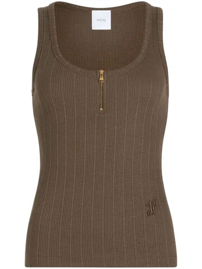 PATOU MOSS GREEN WIDE NECK TANK TOP