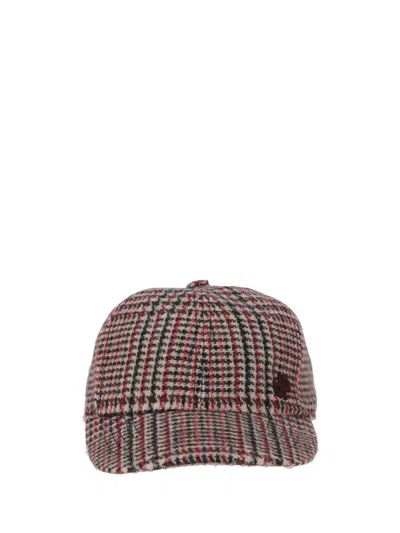 PATOU MULTICOLOR HOUNDSTOOTH BASEBALL HAT