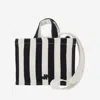 Patou Small Cotton Canvas Tote Bag With Striped Pattern In Multicolor