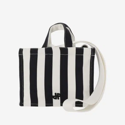 PATOU MULTICOLOR SMALL COTTON CANVAS TOTE BAG WITH STRIPED PATTERN