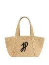 Patou Petite Trapeze Tote Bag With Top Handles In Natural