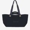 Patou Large Cotton Logo Trapeze Tote Bag In Navy Blue