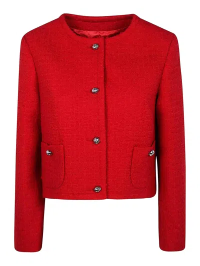 Patou No Collar Box Jacket In Red