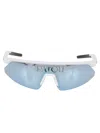 Patou Curved Lens Sunglasses With Contrast Arms In Blue