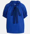 Patou Off-shoulder Cotton Jersey Top In Blue