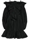 Patou Bow-detail Ruffled Faille Minidress In Black