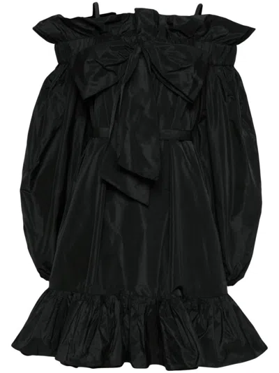 Patou Ruffled Cold-shoulder Minidress In Black