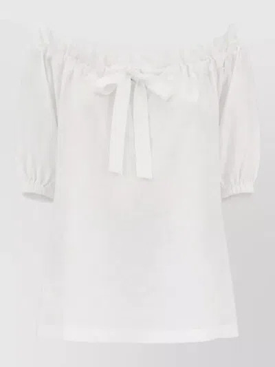 PATOU OFF SHOULDER OVERSIZE TOP BOW DETAIL