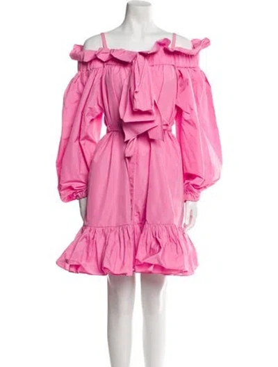 Pre-owned Patou Off-the-shoulder Knee-length Dress In Pink
