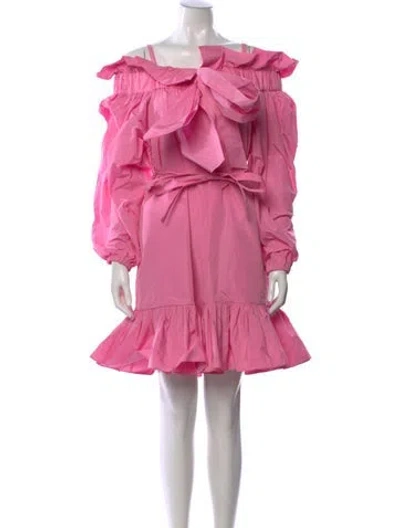 Pre-owned Patou Off-the-shoulder Mini Dress In Pink