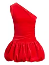 Patou One Shoulder Knee Length Dress With Asymmetric Design In Red