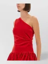 Patou One Shoulder Knee Length Dress With Asymmetric Design In Red