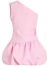Patou One-shoulder Bubble Mini Dress In Recycled Ottoman Faille Clothing In Pink & Purple