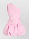 Patou One-shoulder Bubble Mini Dress In Recycled Ottoman Faille Clothing In Pink