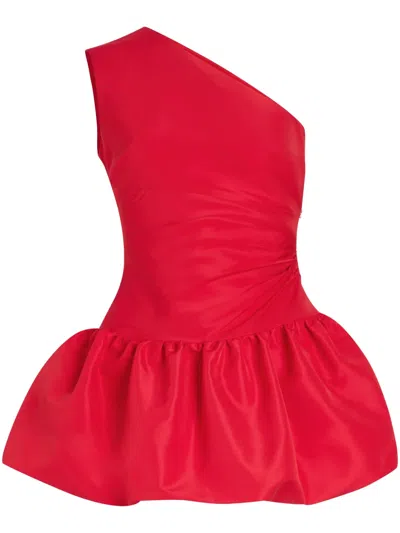 Patou One Shoulder Knee Length Dress With Asymmetric Design In Red