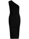 Patou One-shoulder Knitted Midi Dress In Black