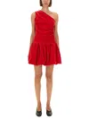 Patou Oneshoulder Mini Dress Bloomer Effect In Red