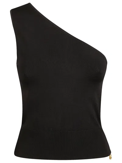 Patou One-shoulder Ribbed Black Top