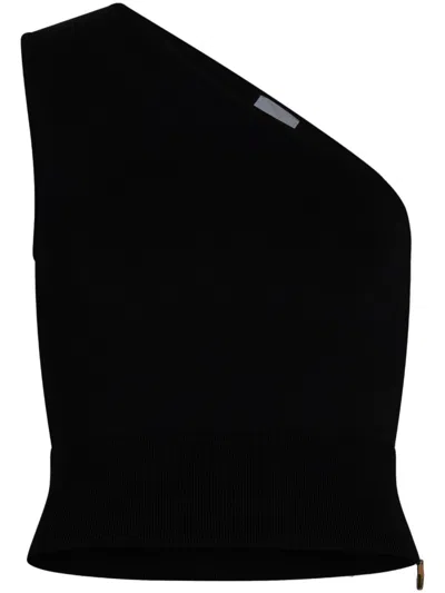 Patou One-shoulder Ribbed Top In Black