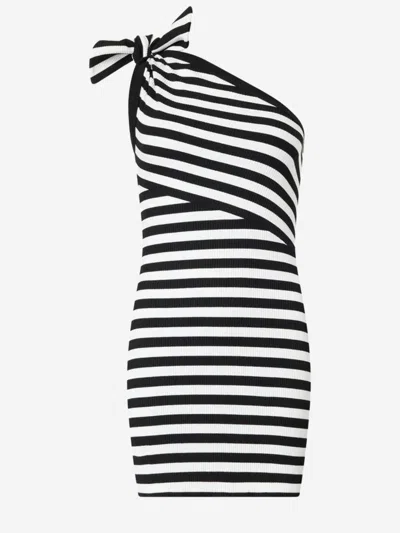 Patou One Shoulder Stretch Cotton Dress In Black