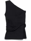 Patou One-shoulder Cotton Top In N Navy Black