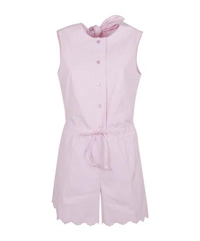 Patou Open Back Playsuit In Organic Cotton Poplin In Pink