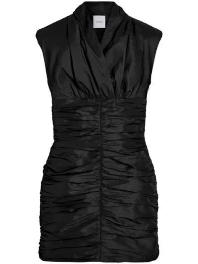 Patou Open-back Recycled-faille Mini Dress In Black