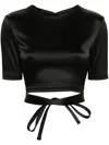 Patou Open-back Satin T-shirt In Black