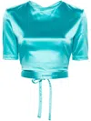 Patou Open-back Satin Top In Blue