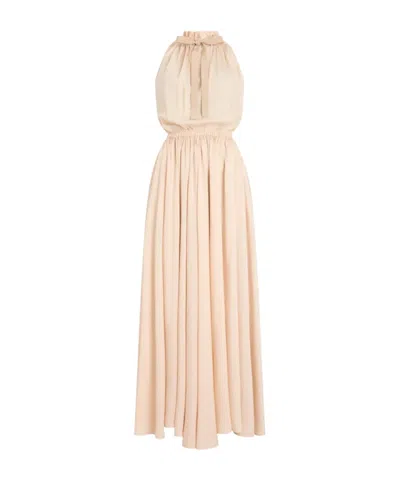Patou Open-back Halterneck Maxi Dress In Metallic