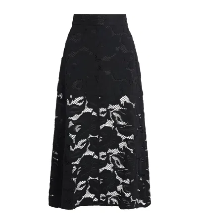 Patou Organic Cotton-blend Lace Midi Skirt In Black