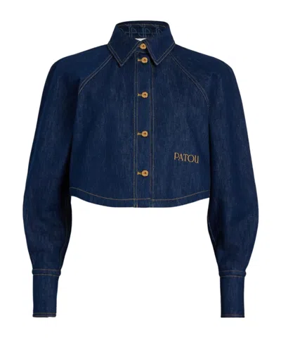 PATOU ORGANIC-COTTON DENIM CROPPED SHIRT