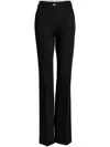 Patou Pleated Wool-blend Twill Flared Pants In 黑色