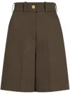 Patou High-waisted Military Green Shorts With Pockets In Brown