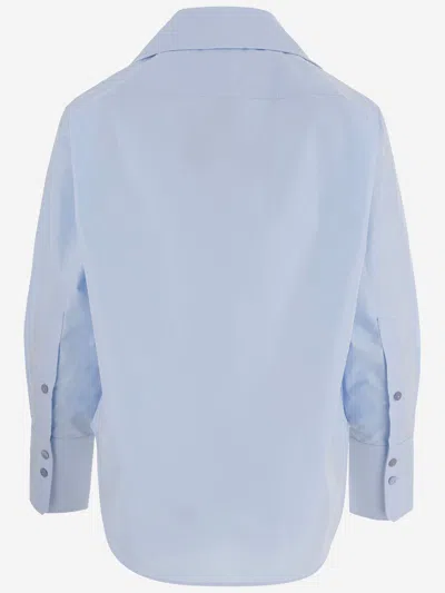 Patou Organic Cotton Knotted Collar Blouse In Blue