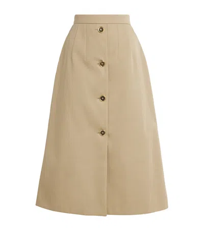 Patou Organic Cotton Midi Skirt In Brown