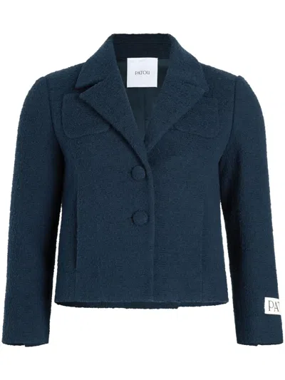 Patou Organic-cotton Tweed Jacket In Blue