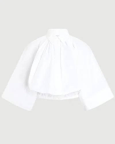 Patou Organic Cotton Voluminous Short-sleeved Blouse In White