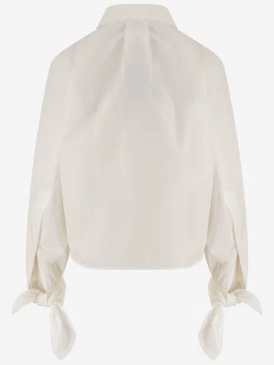Patou Organic Cotton With Tied Sleeves Blouse In Neutral