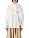 Patou Relaxed Fit Cotton Blouse With High Neck In White