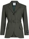 Patou Belted-waist Virgin-wool Blazer In Khaki