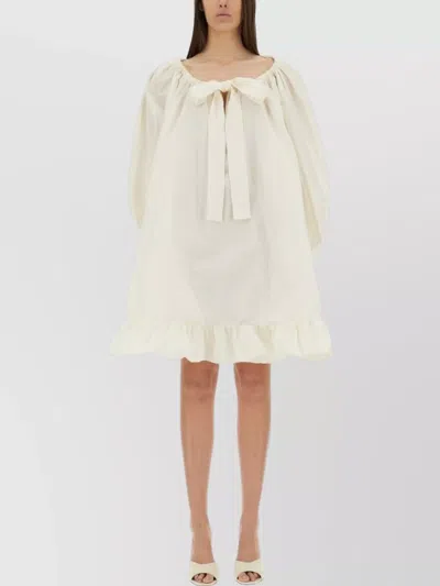 Patou Oversize Puff Sleeve Dress In Beige