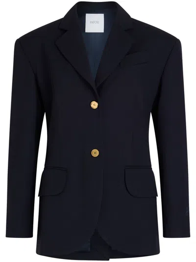 Patou Oversized Belted Blazer In Blau