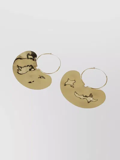 Patou Large Hammered Hoop Earrings In Beige