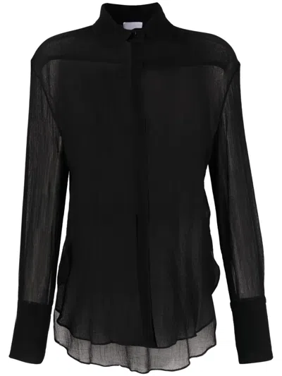Patou Painter Textured Cotton Shirt In Black