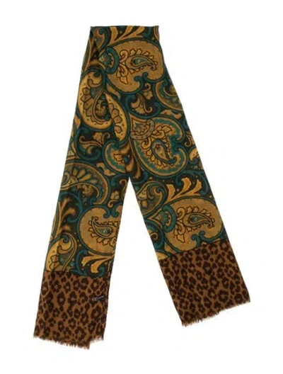 Pre-owned Patou Paisley Print Scarf In Green