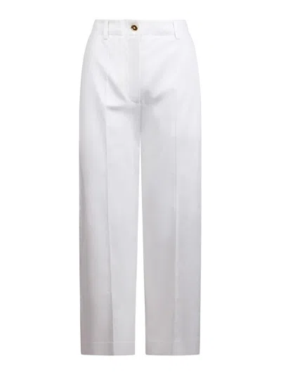 Patou Wide-leg Cotton Trousers In White
